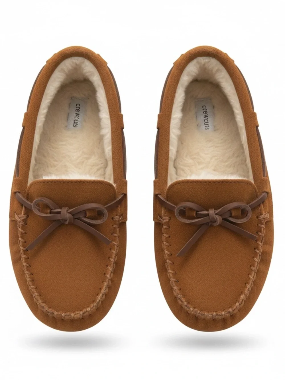 Crewcuts Chestnut Brown Faux-Shearling Moccasin Slippers